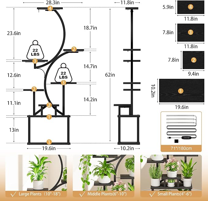 Plant Stand Indoor with Grow Lights - Image 6