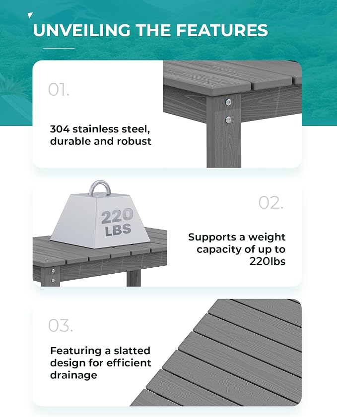 SERWALL Outdoor Coffee Table, HDPE Patio Coffee Table - Image 5