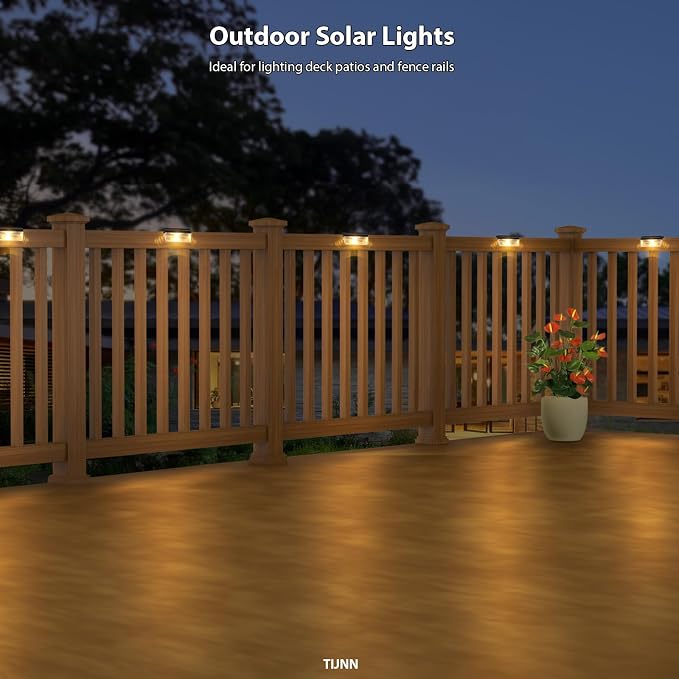 TIJNN Solar Deck Lights, Outdoor Lighting Solar Fence Light Waterproof Backyard - Image 2