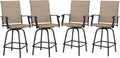 PHI VILLA Outdoor Bar Stools Set of 4, Swivel Patio Bar Stools & Chairs by PHIVILLAThepioneerofcomfortablehouseholdsupplies