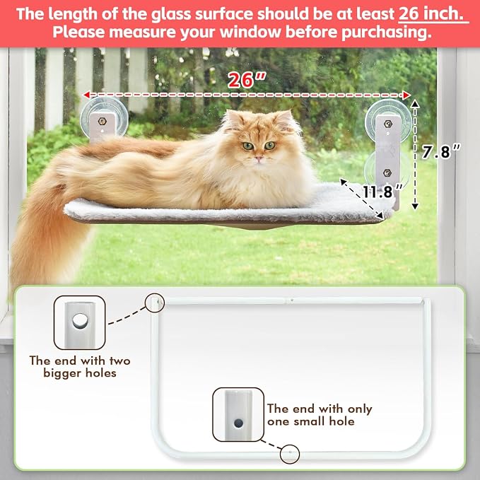 AMOSIJOY Cordless Cat Window Perch, Cat Hammock - Image 2