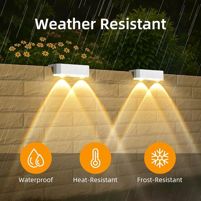 Peasur Solar Fence Lights Outdoor, 8 Pack Step Light Solar Powered, Waterproof - Image 4
