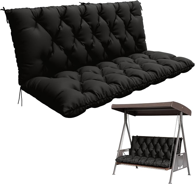Porch Swing Cushion with Backrest, Waterproof Bench Cushion by Pakunoda