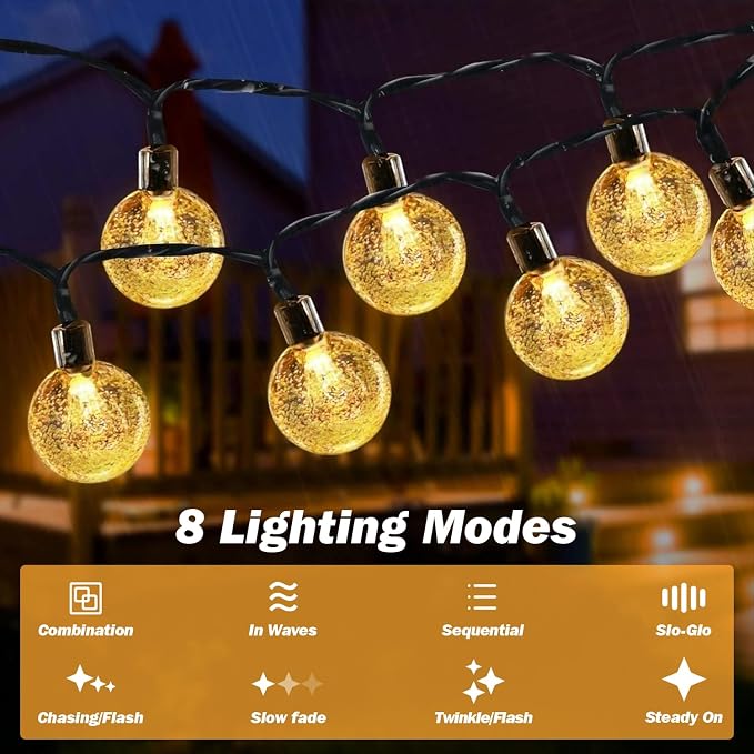 Solar Lights Outdoor Waterproof, 2 Pack Total 120LED 72FT Solar String Lights - Image 3