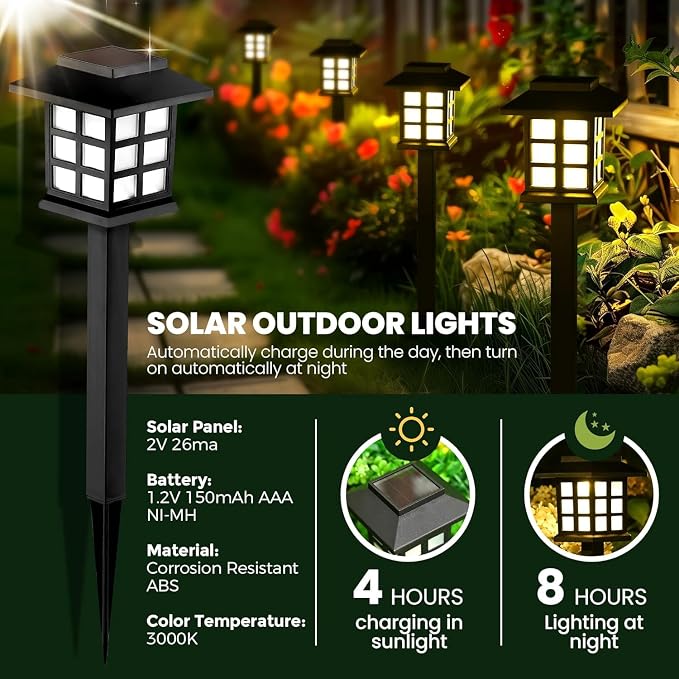 GIGALUMI Solar Outdoor Lights，10 Pack LED Solar Lights Outdoor Waterproof - Image 3