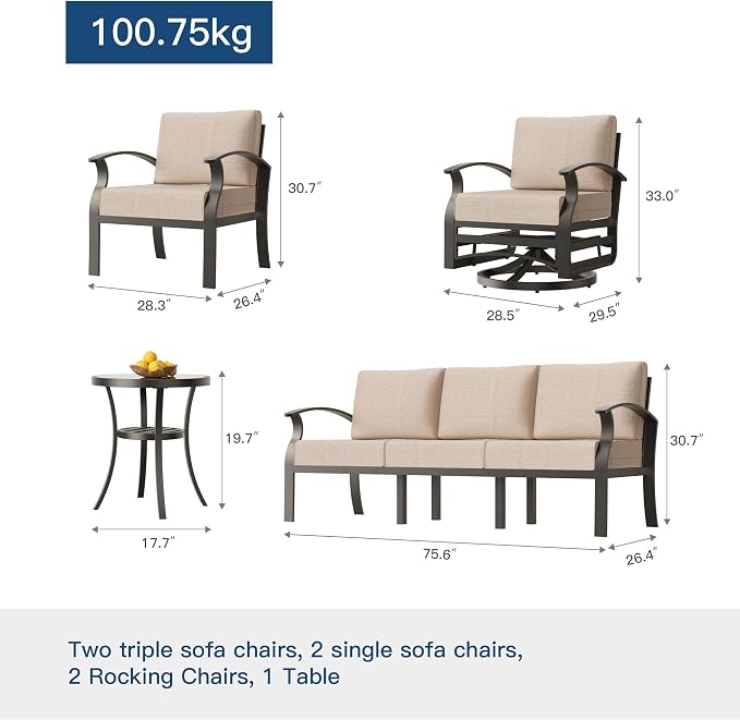 Kullavik Aluminum Patio Furniture Set - Image 6
