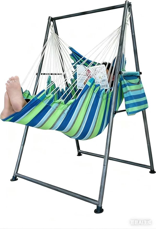 Hammock Chair Stand with X-Large Swing Chair with Footrest，Anti-Tip Thickened by Unknown