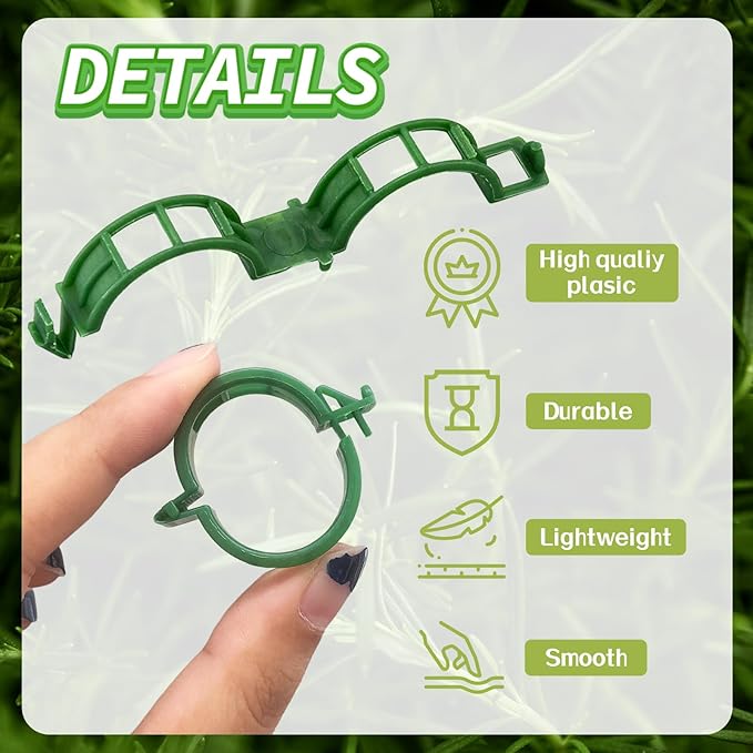 OJYUDD 300 Pcs Plant Support Clips, Plastic Tomato Clips, Plant Support Clips - Image 3