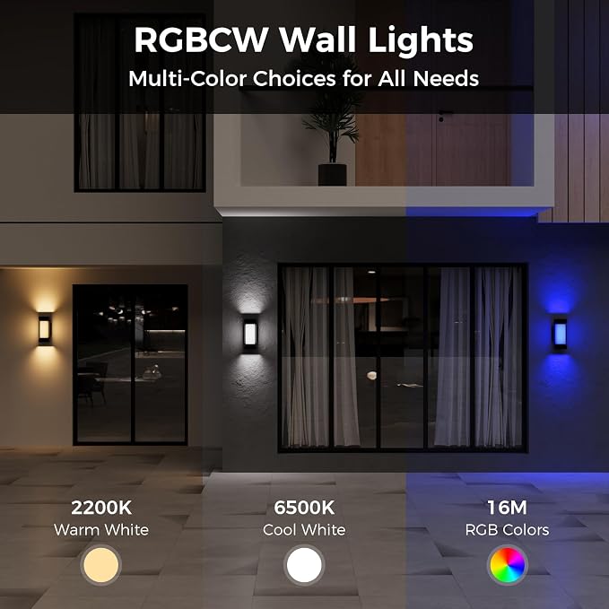 XMCOSY+ Outdoor Wall Lights, 2100LM Smart LED Porch Lights Outdoor, RGBCW - Image 4