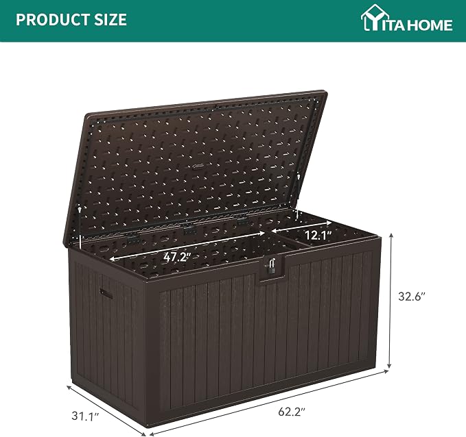 YITAHOME 230 Gallon Double-Wall Deck Box - Image 9