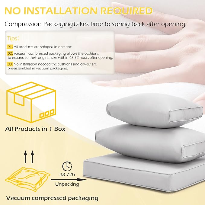 HOMREST Replacement Cushions for Outdoor Furniture, 25x25 Inch 14-Piece Patio - Image 5
