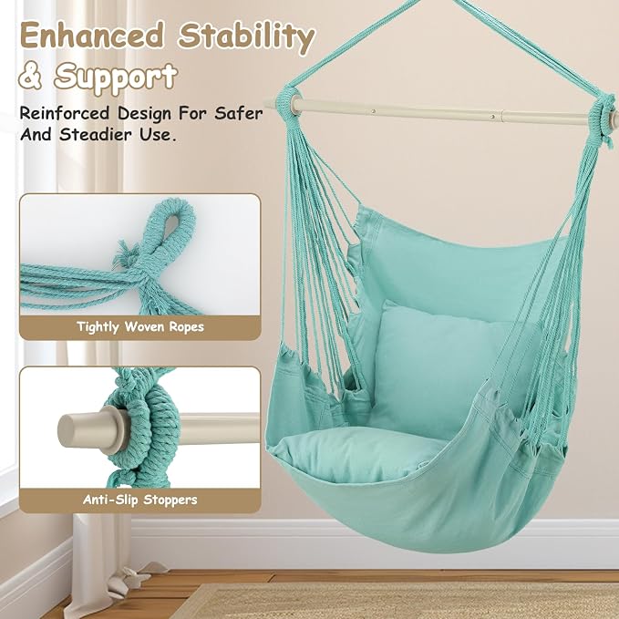 Athena Collection Hammock Chair Hanging Rope Swing Chair - Image 3