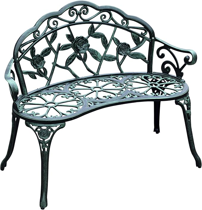 Outsunny Outdoor Bench, Cast Aluminum Outdoor Furniture, Metal Bench by Outsunny