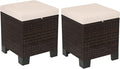 Outsunny 2 Pieces Outdoor Patio Ottomans, All Weather Wicker Outdoor Footstools by Outsunny