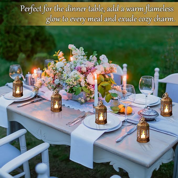 LLQ 12Pcs Mini Lantern with LED Tea Light, Garden Fairy Party Decorations - Image 7
