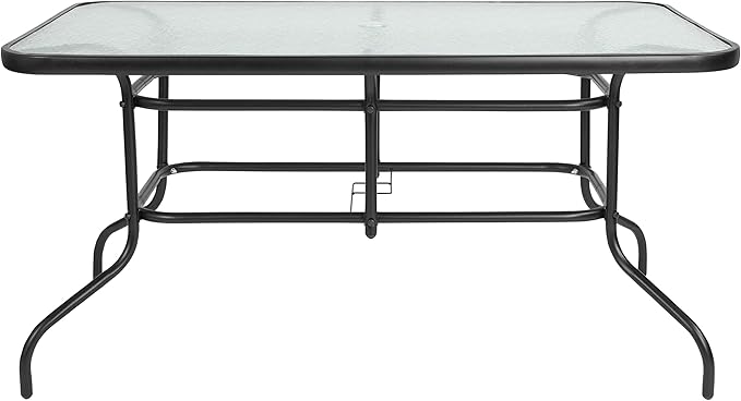 Flash Furniture Tory 31.5" x 55" Rectangular Tempered Glass Metal Patio Table - Image 5