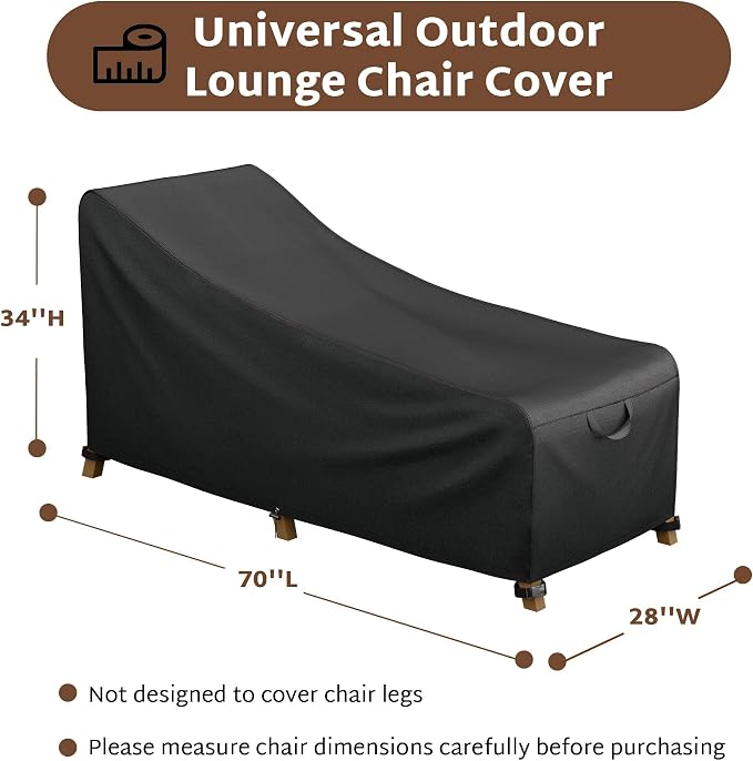 iBirdie Outdoor Lounge Chaise Chair Cover 70L x 28W x 34H inch Waterproof Patio - Image 2