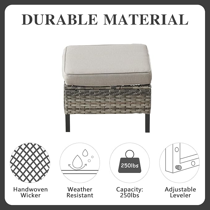 Belord 6 Piece Outdoor Furniture Patio Wicker Sofa Set, Oversize Outdoor Dining - Image 9