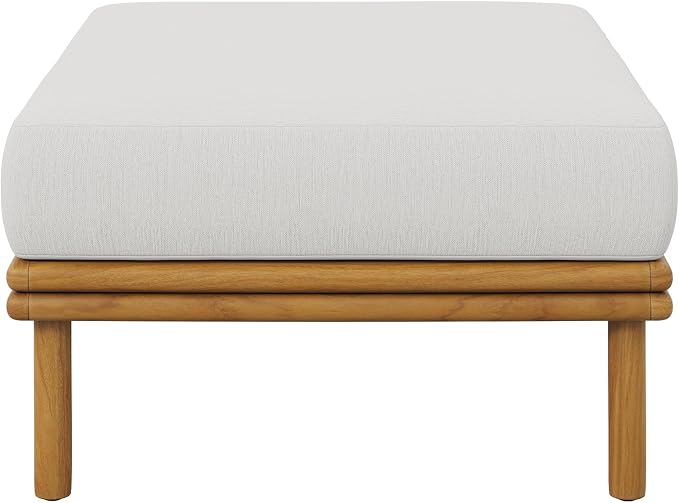Modway Wren Teak Wood Outdoor Ottoman in Natural Sail - Image 7