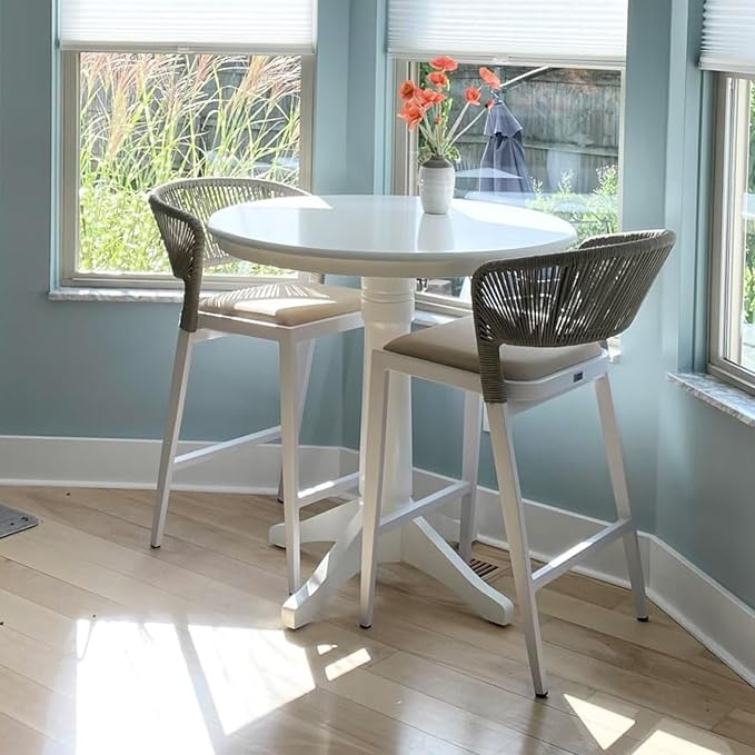 PURPLE LEAF Counter Height Bar Stool Set of 4 Modern Aluminum Rattan Wicker - Image 3
