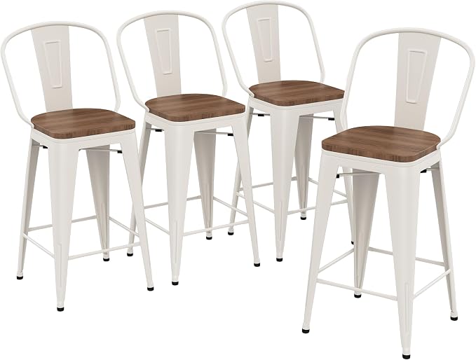 Yongqiang 30 inch Bar Stools Set of 4 Farmhouse Bar Height Stools High Back by lightupyourlife