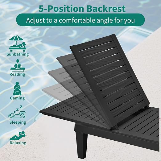 YITAHOME Patio Lounge Chair Set of 4, Outdoor Chaise Lounge - Image 3