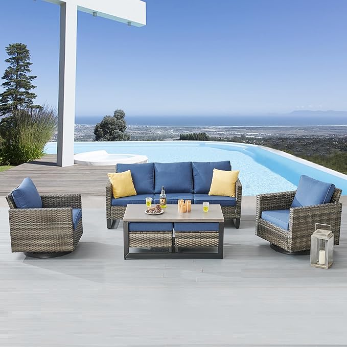 Belord 6 Piece Outdoor Furniture Patio Wicker Sofa Set, Oversize Outdoor Swivel by Belord
