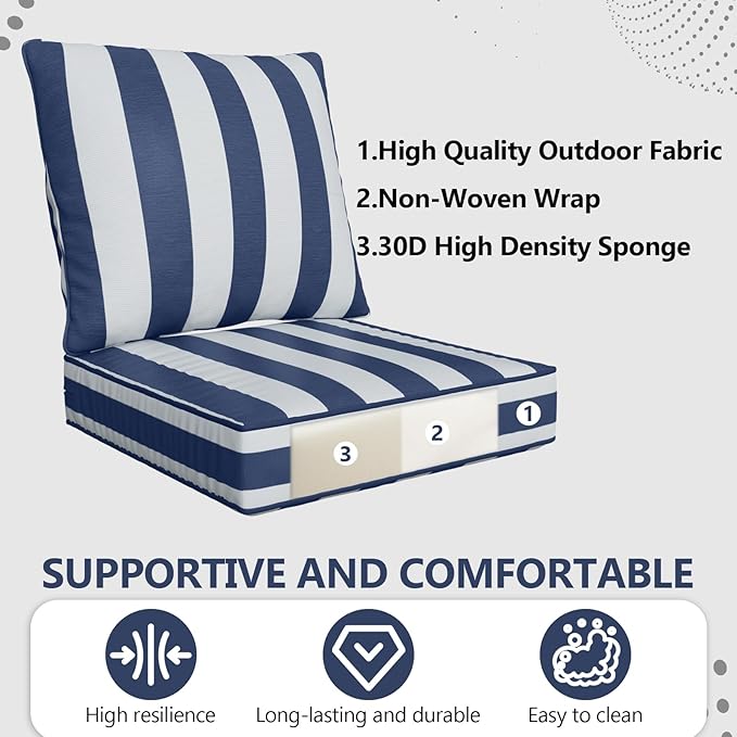 22" x 22" x 6" Outdoor Deep Seat Cushions - Image 3