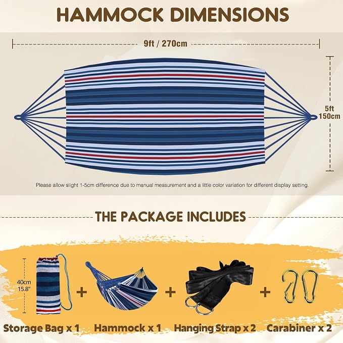 ANYOO Cotton Hammock Portable Camping Hammocks - Image 2