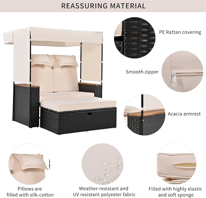 2-Piece Outdoor Rattan Daybed - Image 3
