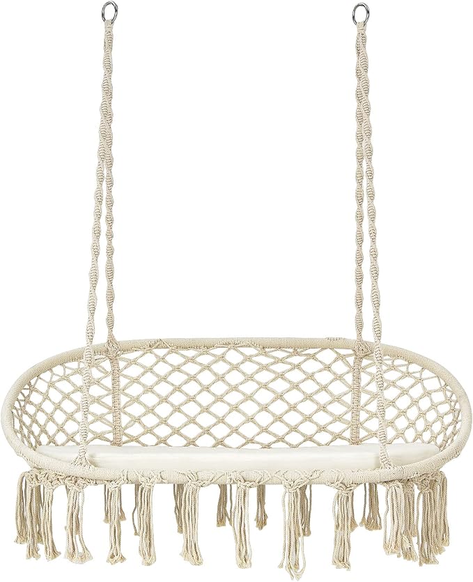 Giantex Hammock Chair 2 Seat, Macrame Hanging Chair by Giantex