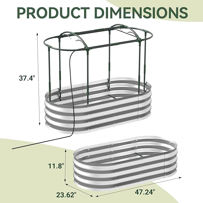 Raised Garden Bed with Self-Watering System, Oval Galvanized Raised Beds - Image 5