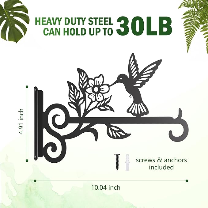 2-Pack Aesthetic Plant Hangers Outdoor – 10 Inch Metal Hanging Plant Bracket - Image 4