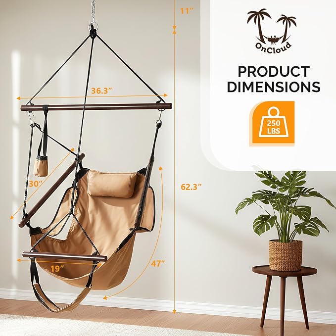 ONCLOUD Upgraded Unique Hammock Hanging Sky Chair, Air Deluxe Swing Seat - Image 6