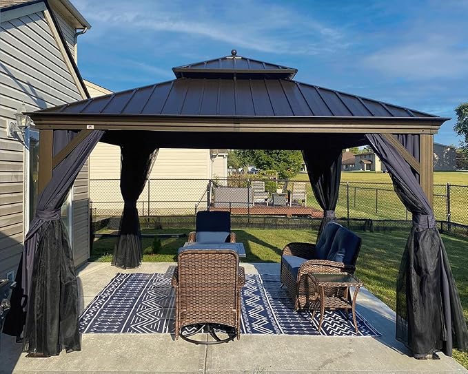 PURPLE LEAF 12' X 12' Hardtop Gazebo Canopy by PURPLELEAF