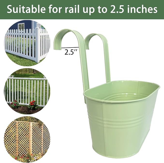 Balcony Hanging Planters Flower Pots, Fence Pot Hanging Plant Holders - Image 6