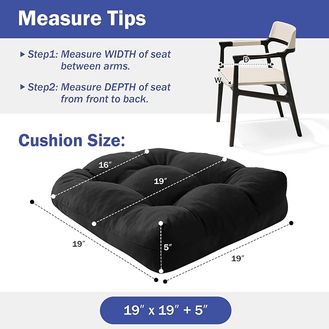 Outdoor Chair Cushions Set of 4, Patio Chair Cushions - Image 2
