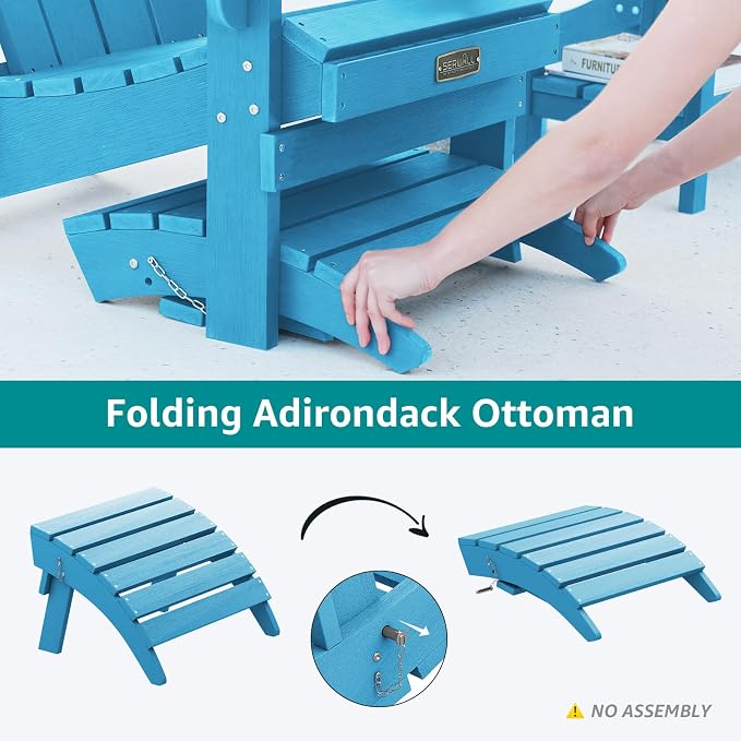 SERWALL Folding Adirondack Chair Footrest, Adirondack Ottoman Without Assembly - Image 3