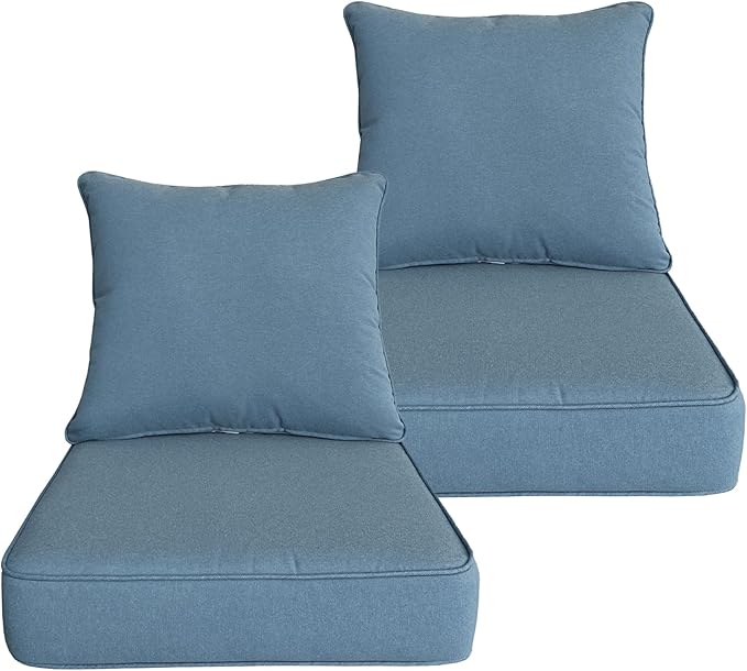 Goodgoods 22x24 inch Outdoor/Indoor Deep Seat Patio Cushions Set of 2 Resilient by Goodgoods