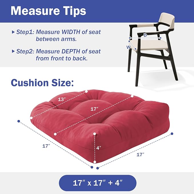 Outdoor Chair Cushions Set of 2, Patio Chair Cushions - Image 4
