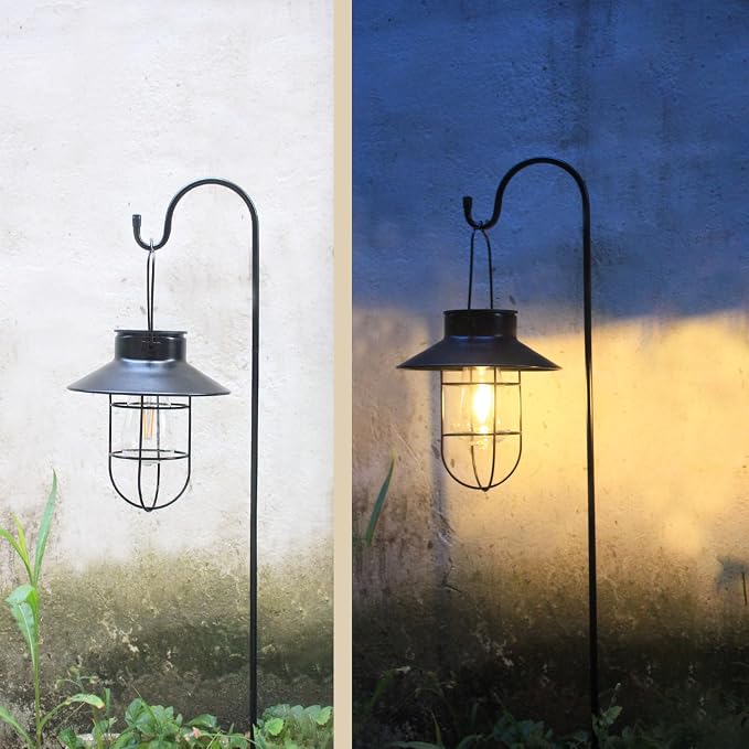 Solar Lantern 2pack Outdoor Hanging Light- Waterproof Vintage Metal Light - Image 9