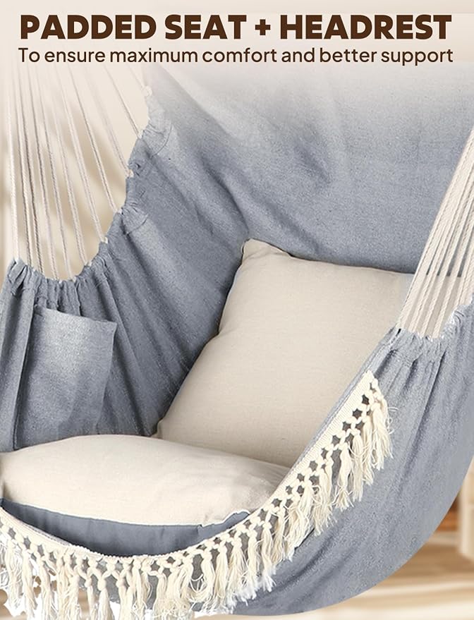 Chihee Hammock Chair Hanging Swing Max 500 Lbs 2 Cushions Included Metal - Image 4