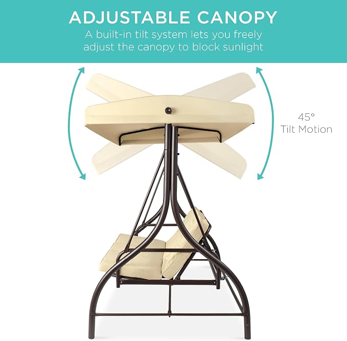 Best Choice Products 3-Seat Outdoor Large Converting Canopy Swing Glider - Image 5