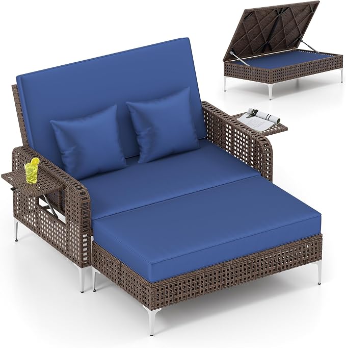 Tangkula Patio Rattan Daybed by TANGKULA