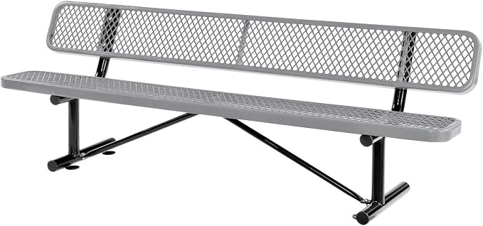 Global Industrial 96" L Expanded Metal Mesh Bench w/Back Rest by GlobalIndustrial