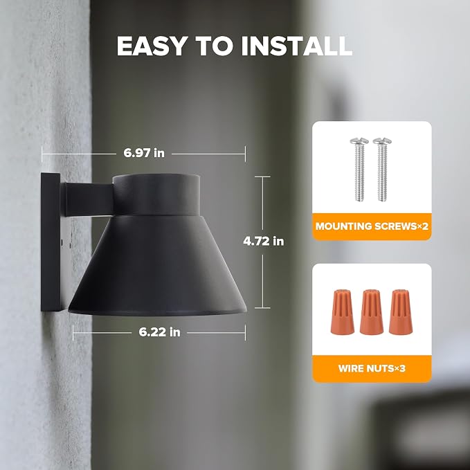 UME 2 Pack LED Outdoor Wall Light Fixtures, Exterior Waterproof Wall Lantern - Image 5