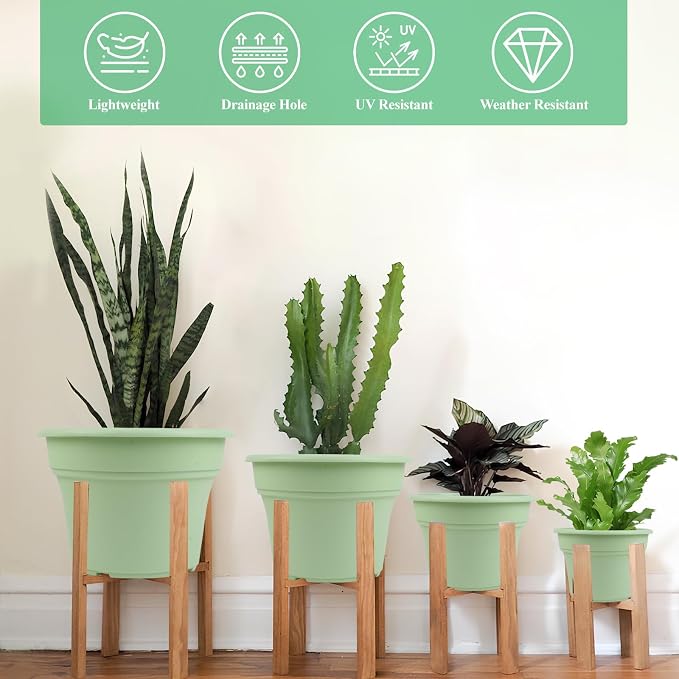 10 Inch Plastic-Flower-Pot-for-Indoor-Plants, 4 Pack Large Outdoor Planter Pot - Image 4