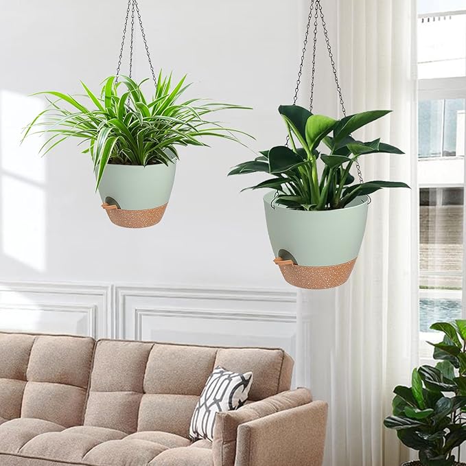 3 Pack Hanging Planter Indoor Outdoor Flower Pots 7/6.5/5 Inch, Self-Watering - Image 6