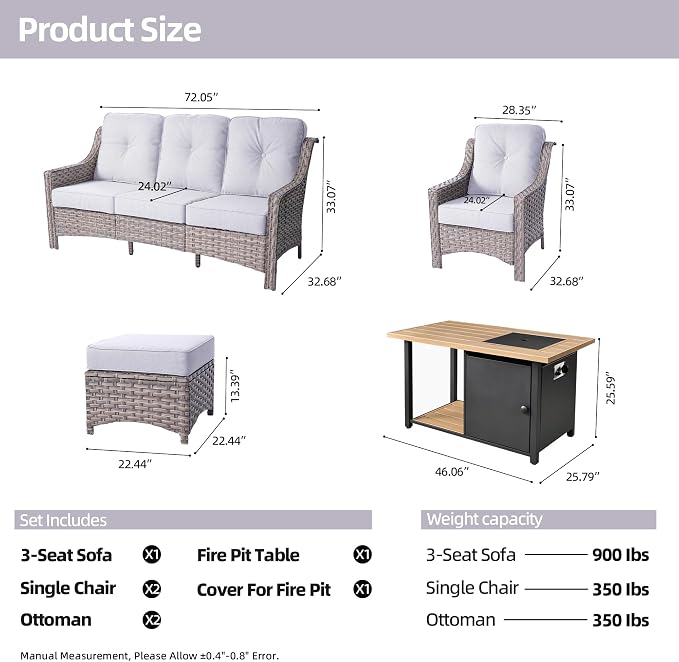 HOOOWOOO 6 Piece Patio Furniture Sets - Image 7