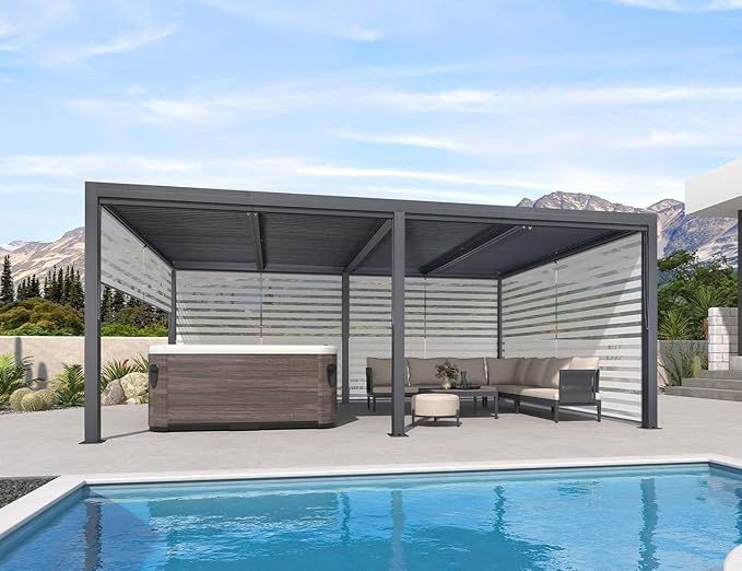 PURPLE LEAF Louvered Pergola 94AS 12' x 20' Outdoor Aluminum Pergola by PURPLELEAF